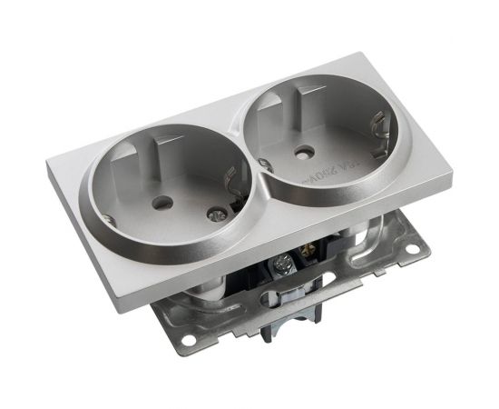 2-местная розетка с/з (механизм) STEKKER GLS16-7114-03, 250В, 16А с защитной шторкой, серия Катрин 39584 – изображение 4