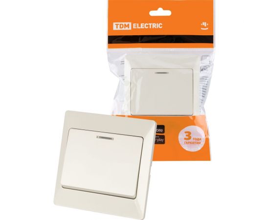 Выключатель TDM Ильмень 1 кл. с подсветкой 10А слоновая кость SQ1823-0103 – изображение 5
