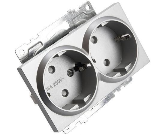 2-местная розетка с/з (механизм) STEKKER GLS16-7114-03, 250В, 16А с защитной шторкой, серия Катрин 39584 – изображение 3