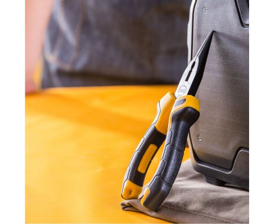 Удлиненные плоскогубцы DELI dl2106z 160 мм, сталь CrV, прорезиненная двухкомпонентная рукоять 110704 – изображение 6