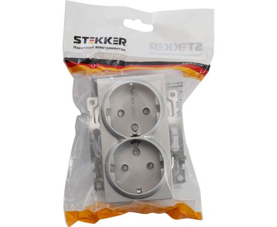 2-местная розетка с/з (механизм) STEKKER GLS16-7114-03, 250В, 16А с защитной шторкой, серия Катрин 39584 – изображение 6