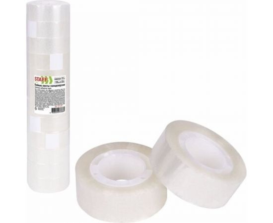 Канцелярские клейкие ленты STAFF 19 мм х 33 м, Classic, 12 шт., прозрачные 271261 