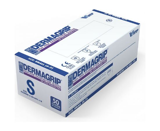 Смотровые латексные перчатки DERMAGRIP HIGH RISK 50 штук, размер S CT0000000685 – изображение 3