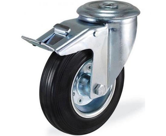 Поворотная колесная опора под болт с тормозом KAMA K-3300-SLS-080-F18 