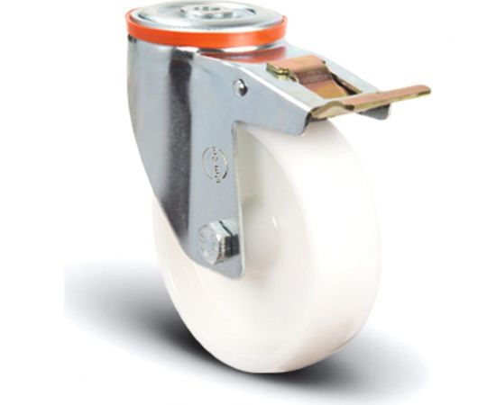 Колесо нейлоновое поворотное под болт М12 с тормозом 100 мм MFK-TORG EM04-ZKZ-100-F 