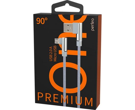 Кабель PERFEO USB2.0 A вилка - Micro USB вилка угловой серый длина 1 м. бокс U4805 30 013 258 – изображение 2