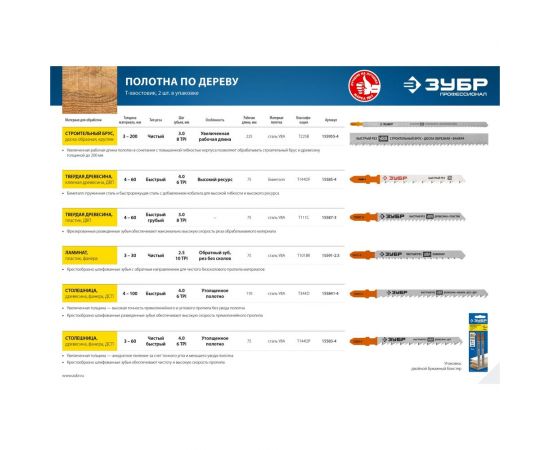 Полотна (T144DP; Cr-V; по дереву; T-хвост; шаг 4 мм; 75 мм; 2 шт) для электролобзика ""ПРОФЕССИОНАЛ"" Зубр 15583-4_z02 – изображение 3