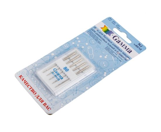 Иглы для бытовых швейных машин для джинсы NJ №80/12 5 шт. Gamma 110979 – изображение 2