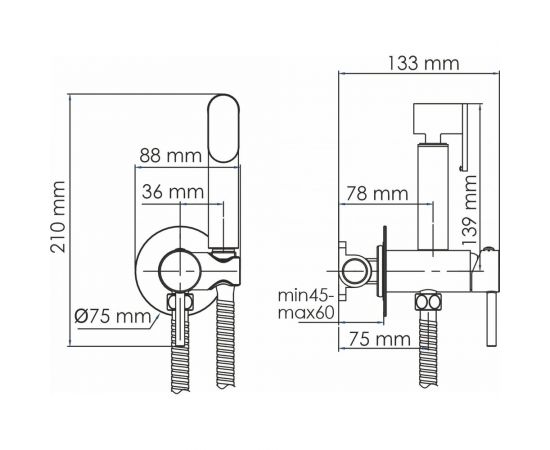 Встраиваемый смеситель для душа с гигиенической лейкой WasserKRAFT A70538 – изображение 2