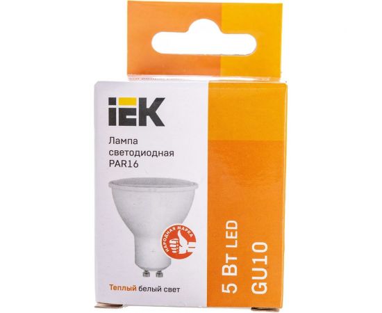 Лампа IEK LED, PAR16, софитная, 5вт, 230В, 3000К, GU10 LLE-PAR16-5-230-30-GU10 – изображение 5