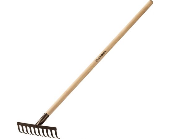 Садовые грабли с деревянным черенком GRINDA 10 прямых зубьев, 260х80х1300 мм 39583-10 