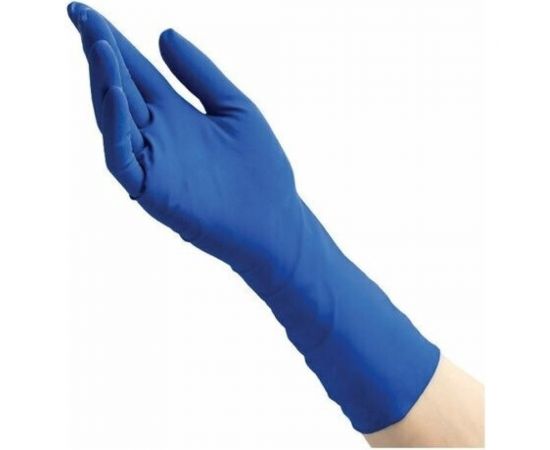 Медицинские диагностические одноразовые перчатки BENOVY из натурального латекса, синие, р. L, 50 шт 15 533 