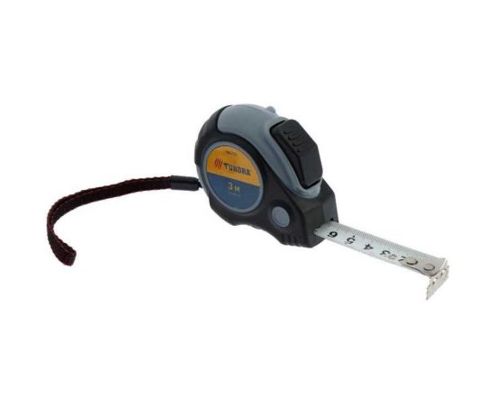 Рулетка ТУНДРА двухкомпонентный корпус, автостоп, 3м х 16 мм, магнитный зацеп 881733 