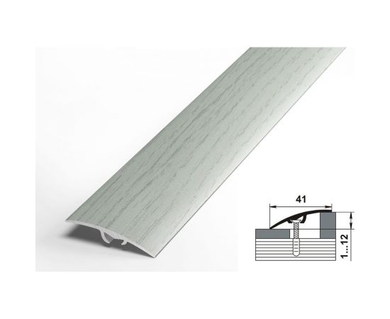 Порог разноуровневый алюминиевый ЛУКА (41 мм, 0,9 м, анодированный, Ольха серая) УТ000025910 