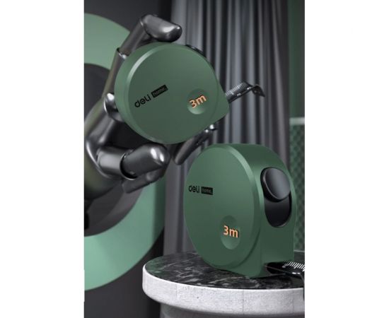Рулетка DELI home series green ht8316l 3мх16мм, эксклюзивный дизайн, корпус из софттач пластика, противоскользящая резиновая вставка, подарочная упаковка 112895 – изображение 6