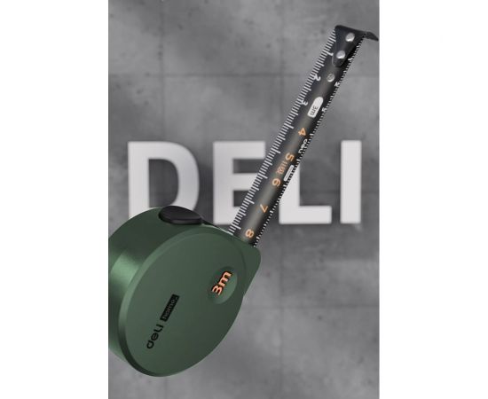 Рулетка DELI home series green ht8316l 3мх16мм, эксклюзивный дизайн, корпус из софттач пластика, противоскользящая резиновая вставка, подарочная упаковка 112895 – изображение 2