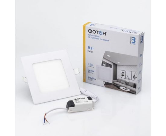 Светодиодный встраиваемый светильник ФОТОН квадратный CLI- 6W2700K-S 24717 