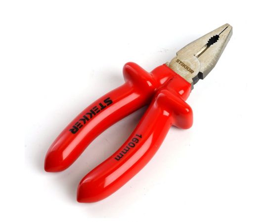 Диэлектрические комбинированные плоскогубцы STEKKER 160мм, Cr-V, PLE1-160-S, 39776 