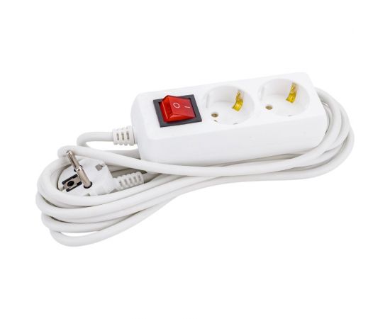 Удлинитель IEK У02К-выкл., 2 места, 2Р+РЕ, 5 метров, 3х1мм2, 16А/250 WYP10-16-02-05-ZK-N 