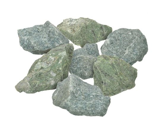 Камень Банные штучки Хакасский жадеит колотый, мелкий (40-80 мм), в коробке 10 кг 33718 