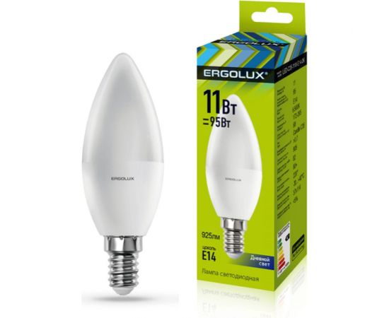Электрическая светодиодная лампа Ergolux LED-C35-11W-E14-6K Свеча 11Вт E14 6500K 13620 