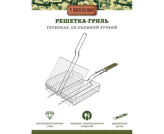 Универсальная решетка-гриль со съемной ручкой BOYSCOUT 61532 – изображение 7