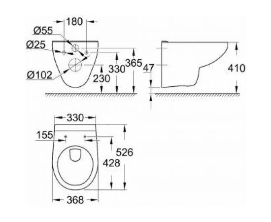 Подвесной унитаз Grohe Bau Ceramic ободковый 39491000 – изображение 3