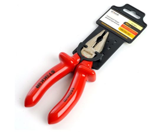 Диэлектрические комбинированные плоскогубцы STEKKER 160мм, Cr-V, PLE1-160-S, 39776 – изображение 6