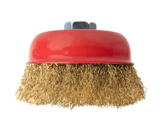 Щетка-чашка по металлу 100 мм, М14, латунная для УШМ SAMGRUPP 16207 – изображение 6