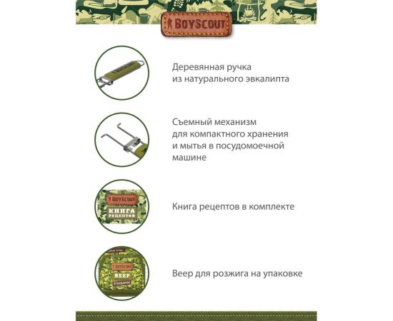 Универсальная решетка-гриль со съемной ручкой BOYSCOUT 61532 – изображение 2