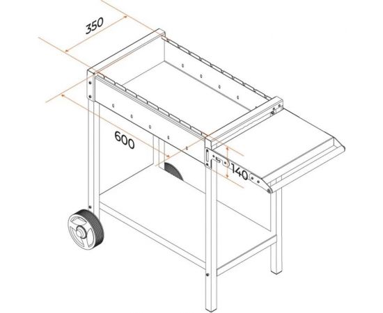 Передвижной мангал с боковой полкой GRATAR МАН 202 – изображение 2