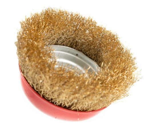 Щетка-чашка по металлу 100 мм, М14, латунная для УШМ SAMGRUPP 16207 – изображение 4