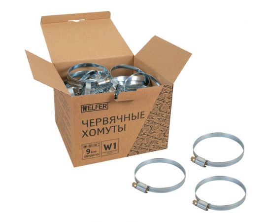 Хомут HELFER W1, 60-80 мм, оцинкованная сталь, уп. 50 шт. HF004045 – изображение 2