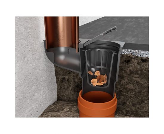 Дождеприёмник-трап со сливом из крыши MCH Chudej с нижним сливом, D110, стандарт, серый 325 Es – изображение 2