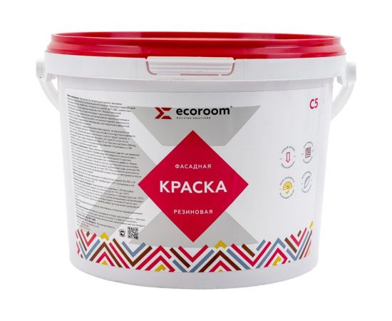 Фасадная резиновая краска ECOROOM RAL 3012 бежево-красный, 2.4 кг Е-Кр -3582/3012 – изображение 4
