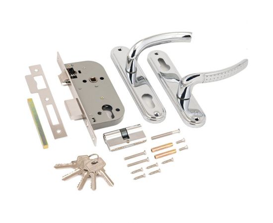 Врезной замок с ручками Аллюр 132/1 CP хром 1088 – изображение 3