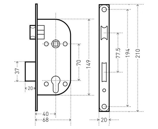 Врезной замок с ручками Аллюр 132/1 CP хром 1088 – изображение 2