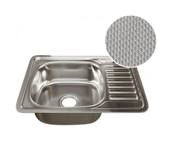 Врезная мойка mixline 50х65х18 см, 0.8, левый выпуск 3 1/2, с сифоном, декор 532310 