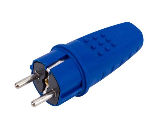 Вилка прямая c заземлением каучук 16а 250в ip44 цвет синий еврослот UNIVersal 3041 