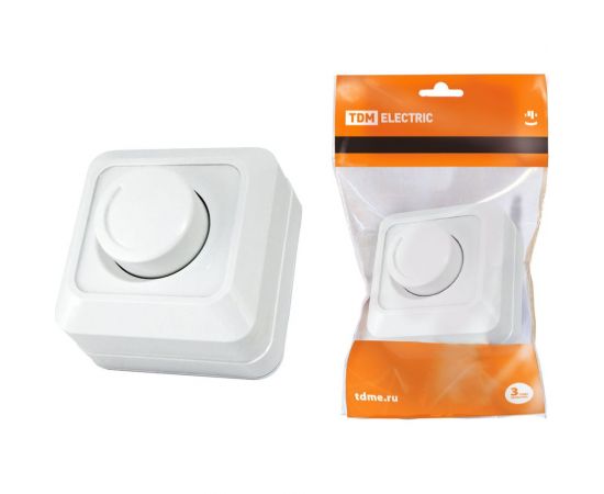 Поворотный светорегулятор TDM RL 600Вт IP20 белый "Ладога" SQ1801-0109 