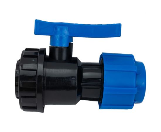 Шаровой компрессионный кран ПОЛИТЭК ВР разъемный d 32x1 ТПК-АКВА, 554223201 