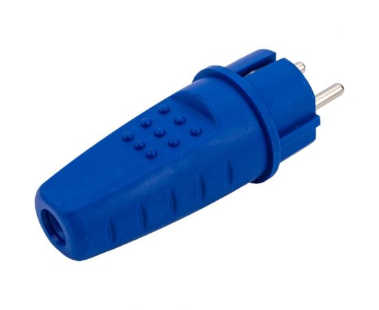 Вилка прямая c заземлением каучук 16а 250в ip44 цвет синий еврослот UNIVersal 3041 – изображение 5