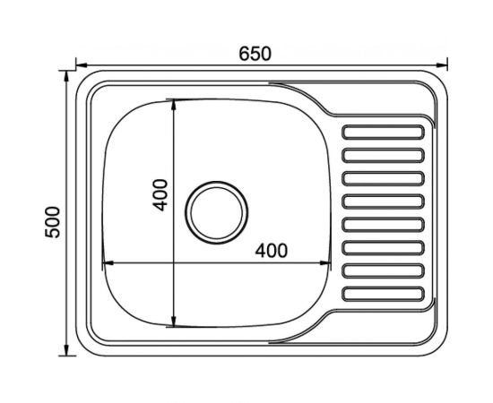 Врезная мойка mixline 50х65х18 см, 0.8, левый выпуск 3 1/2, с сифоном, декор 532310 – изображение 2