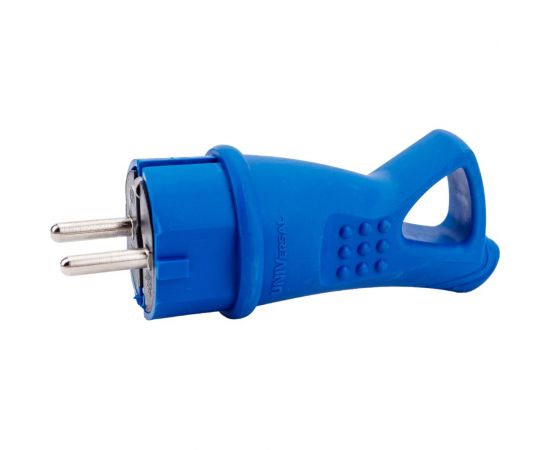 Вилка с ушком UNIVersal c заземлением каучук 16а 250в ip44 цвет синий еврослот 3040 – изображение 7