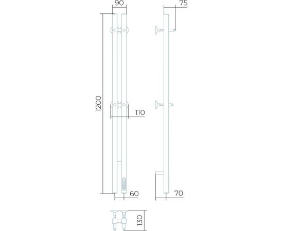 Электрический полотенцесушитель Larusso Прайм Дуэт П3 80x1200 9005 4670078536327 – изображение 3