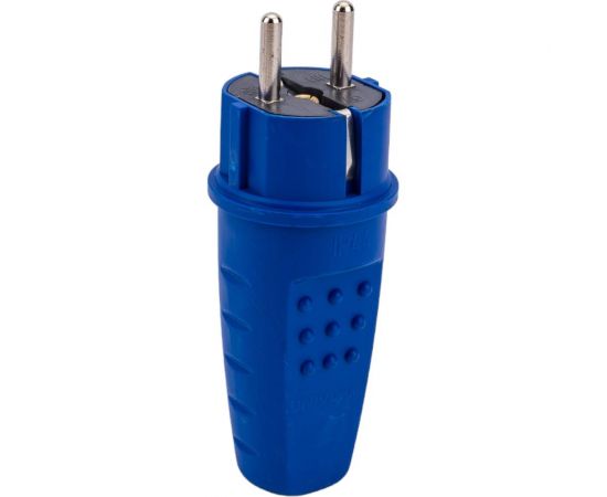 Вилка прямая c заземлением каучук 16а 250в ip44 цвет синий еврослот UNIVersal 3041 – изображение 3