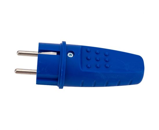 Вилка прямая c заземлением каучук 16а 250в ip44 цвет синий еврослот UNIVersal 3041 – изображение 2