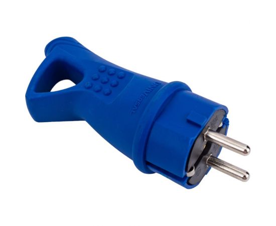 Вилка с ушком UNIVersal c заземлением каучук 16а 250в ip44 цвет синий еврослот 3040 – изображение 2