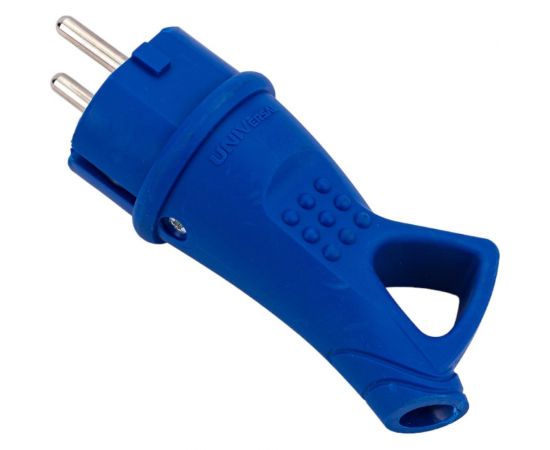 Вилка с ушком UNIVersal c заземлением каучук 16а 250в ip44 цвет синий еврослот 3040 – изображение 3