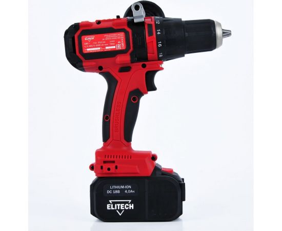 Аккумуляторная ударная дрель-шуруповерт Elitech 2х4.0Ач ДА 18УБЛ2 191609 – изображение 2